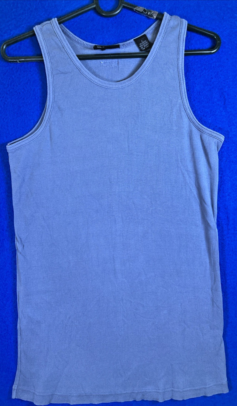 DKNY Women's Ribbed Tank Top Size Large Blue Donna Karan Sleeveless Scoop Neck